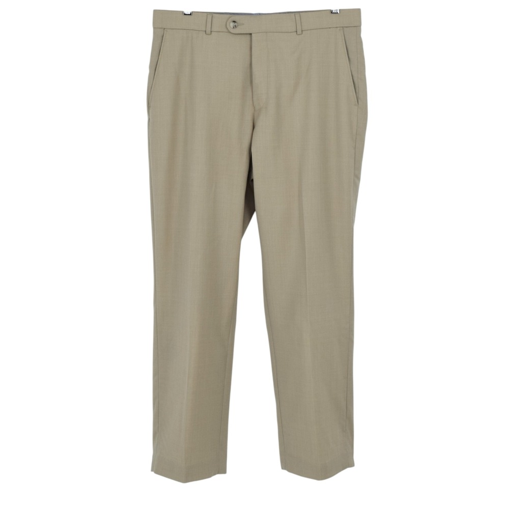 Ballin Men's 34 Comfort-EZE Tan Super 120s Wool Dress Pants Trousers 34x30
